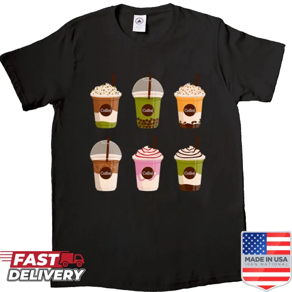 Graphic shirt featuring a stylish coffee set