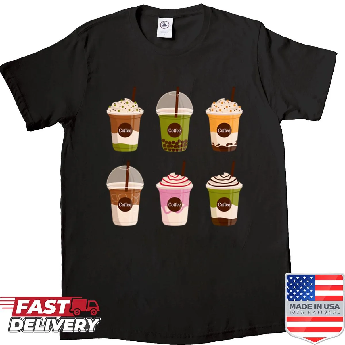 Graphic shirt featuring a stylish coffee set