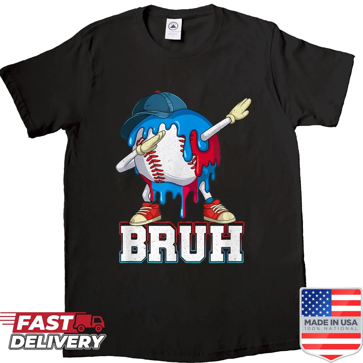Youth shirt featuring a cool baseball graphic and dab pose