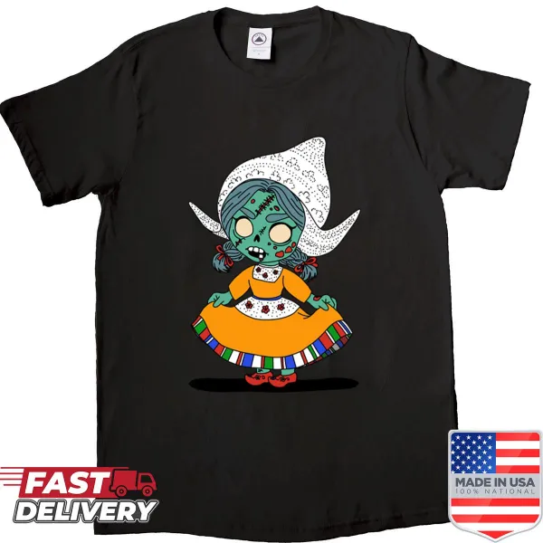Cartoon Dutch zombie girl graphic T-shirt