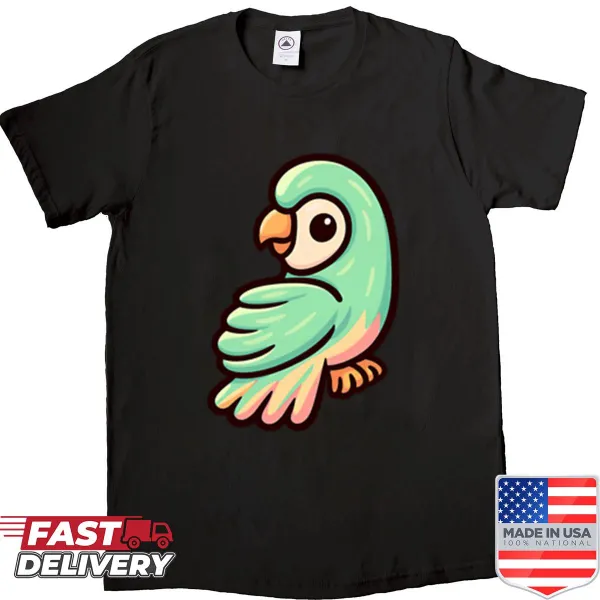 Charming mint parrot graphic shirt for animal lovers