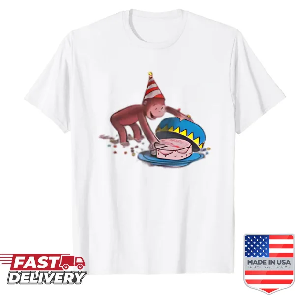 Kawaii crop top with a cute monkey and birthday cake design