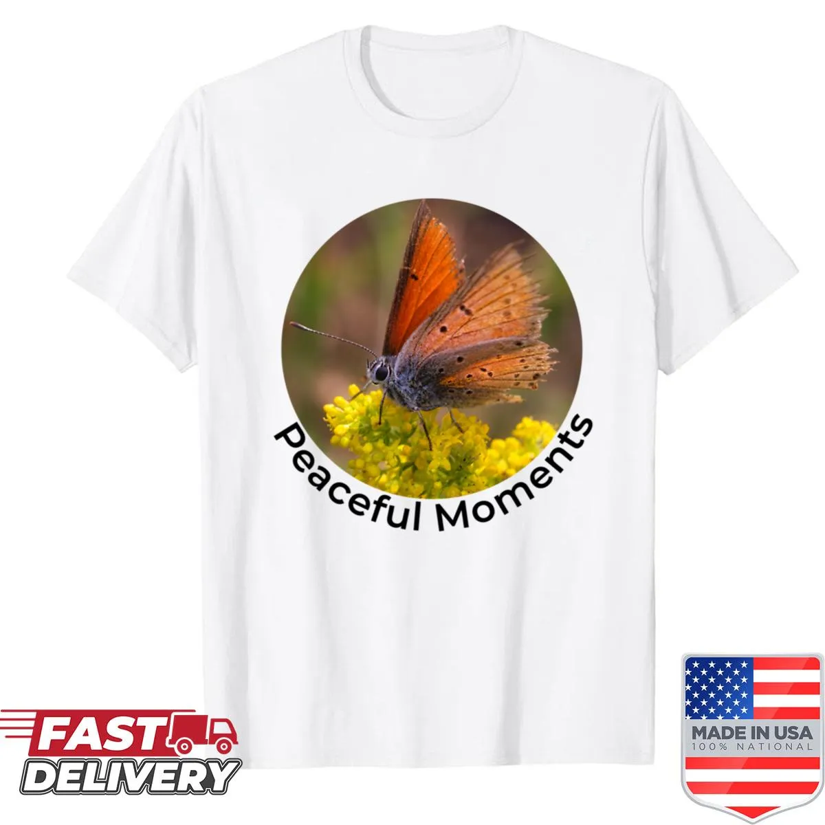 Orange butterfly on yellow flowers design shirt