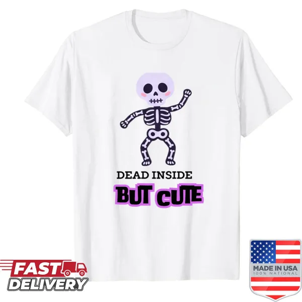 Cute skeleton graphic on a Halloween-themed shirt