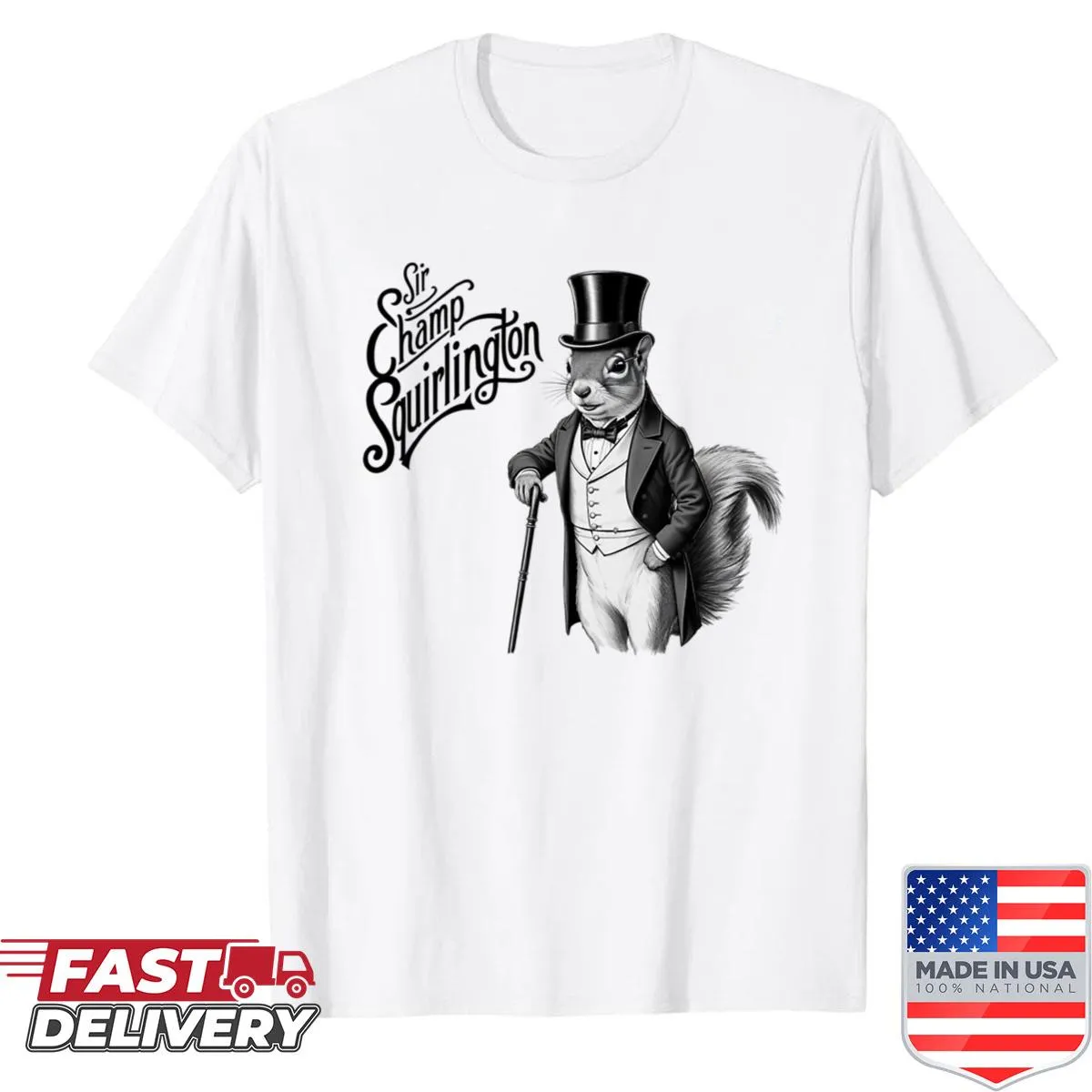 Cute cartoon squirrel in a top hat graphic