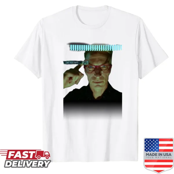 Futuristic shirt featuring a dynamic cyberpunk figure.
