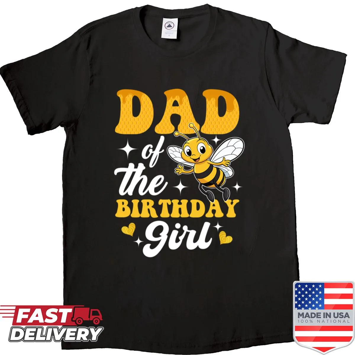 Charming bee graphic with Dad Of The Bee Day text