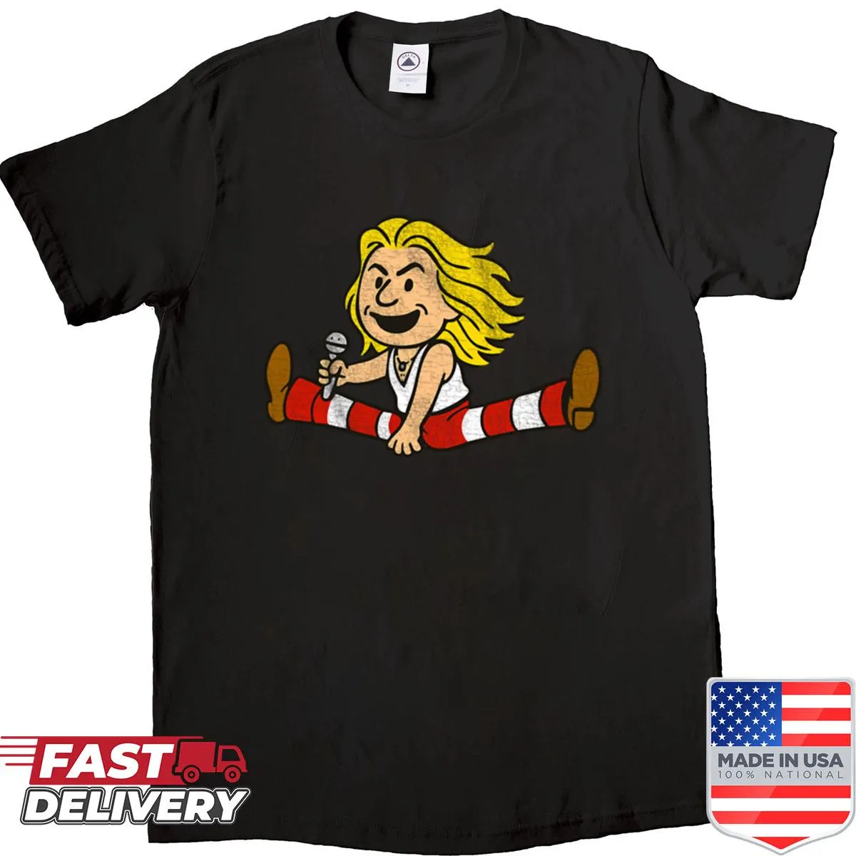 Cartoon T-shirt of David Lee Roth for music fans