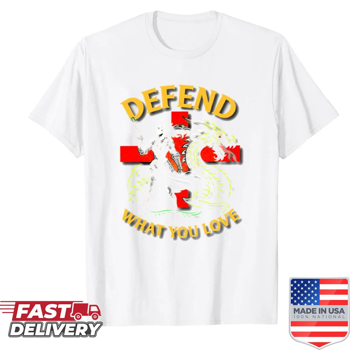 Shirt featuring warrior dragon and St. George's Cross design