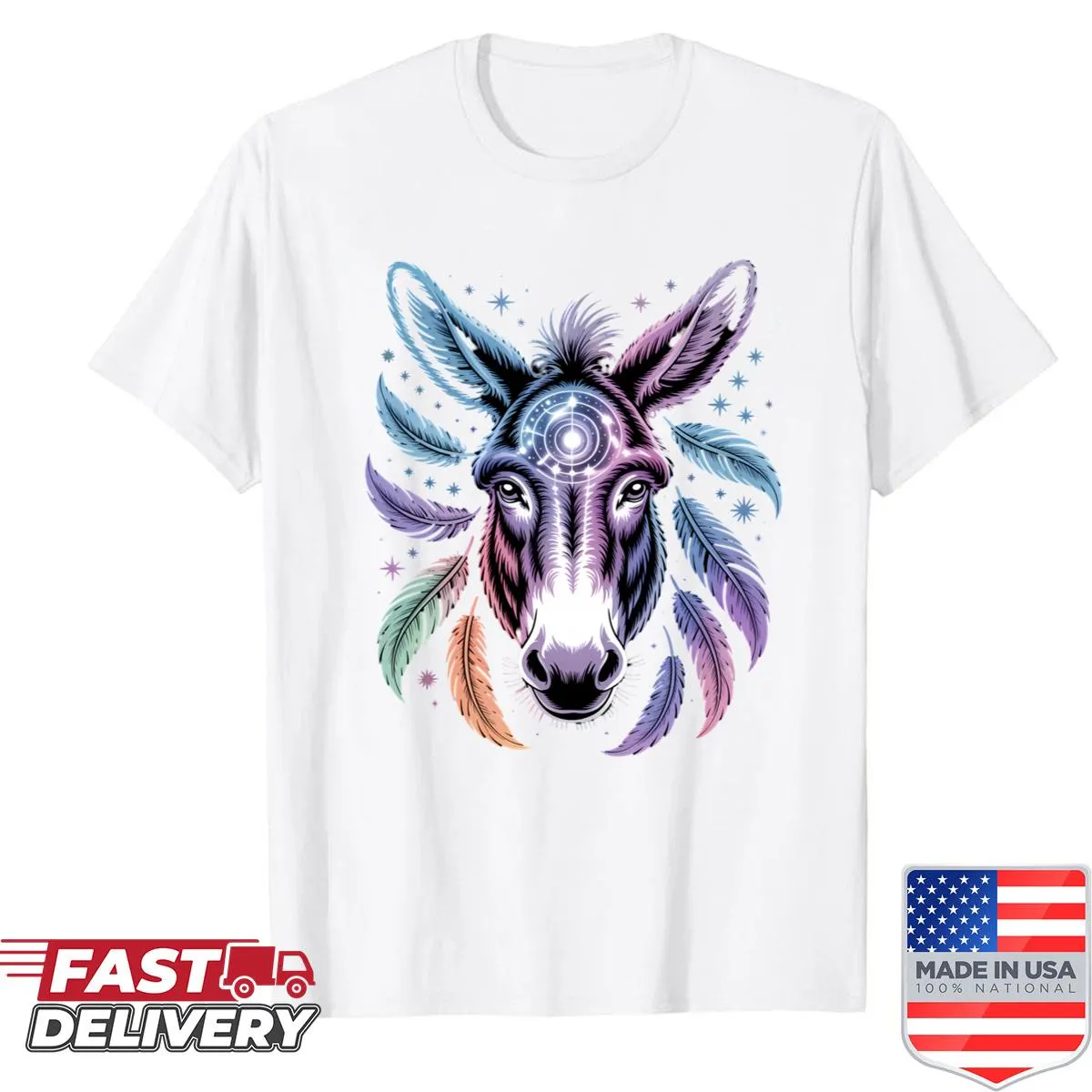 Graphic shirt featuring a donkey wildlife motif