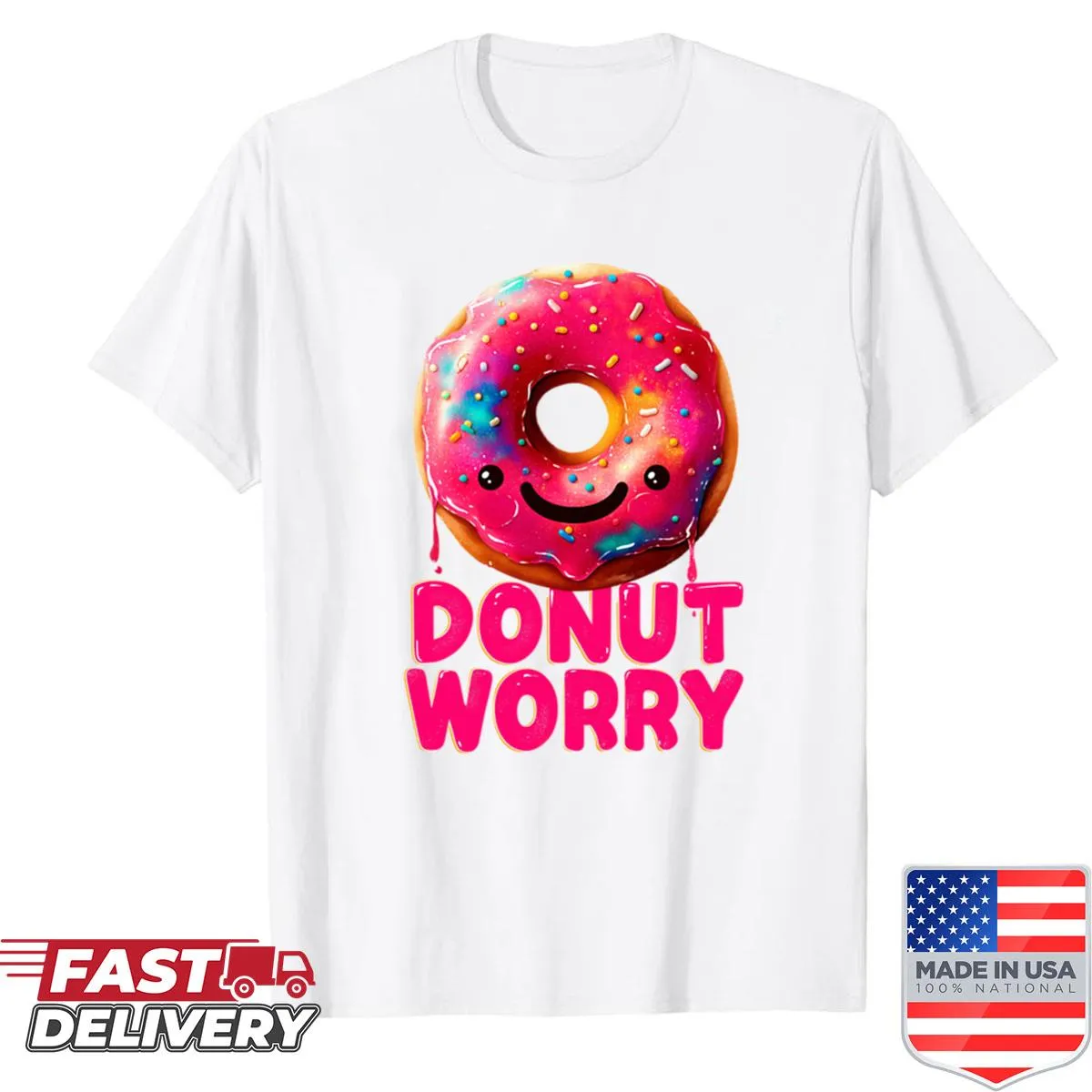 Cute donut graphic with a positive quote on a shirt