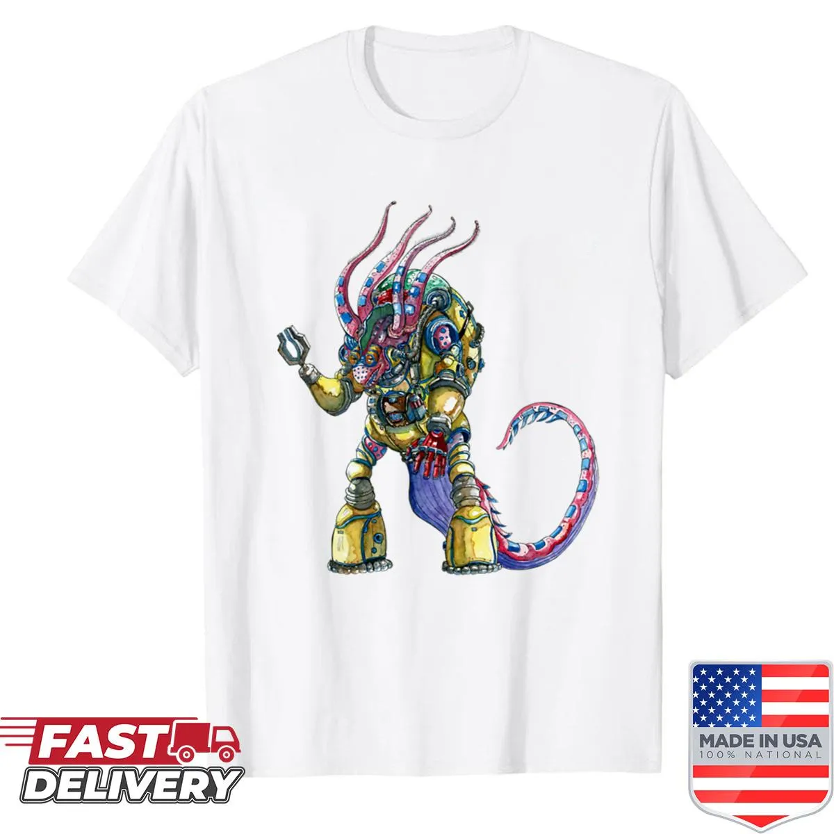 Shirt featuring an illustration of Dr. Kearsley, an amphibious doctor from Taaloc-6