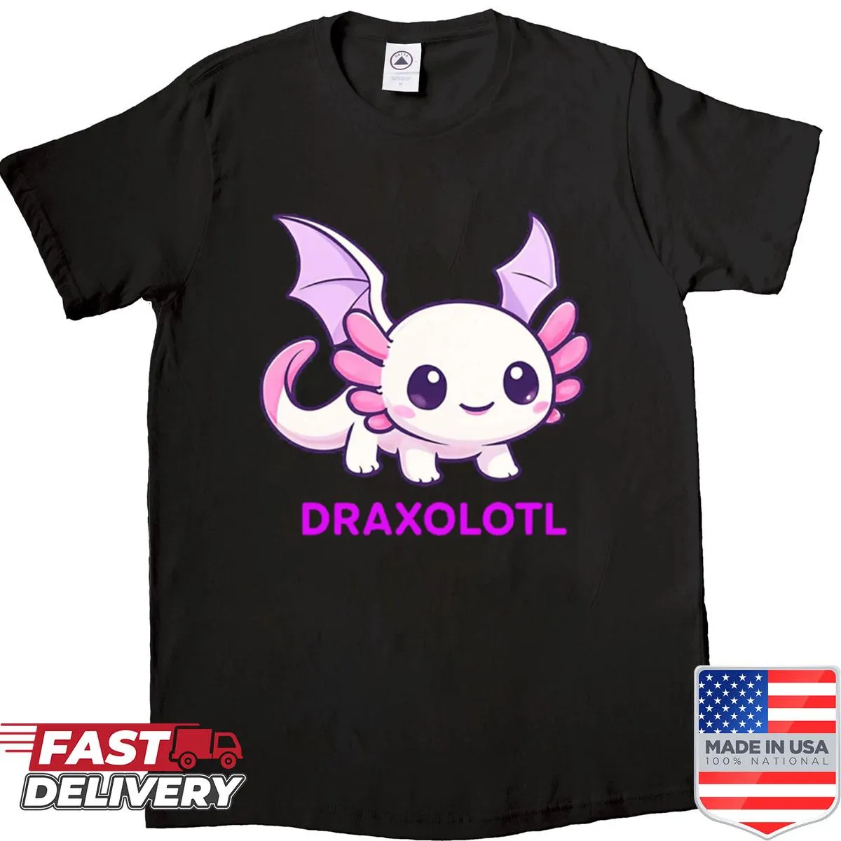 Chibi illustration of a Draxolotl on a shirt