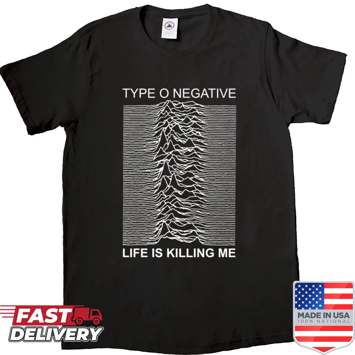 Vintage-style shirt featuring Type O Negative with poignant text