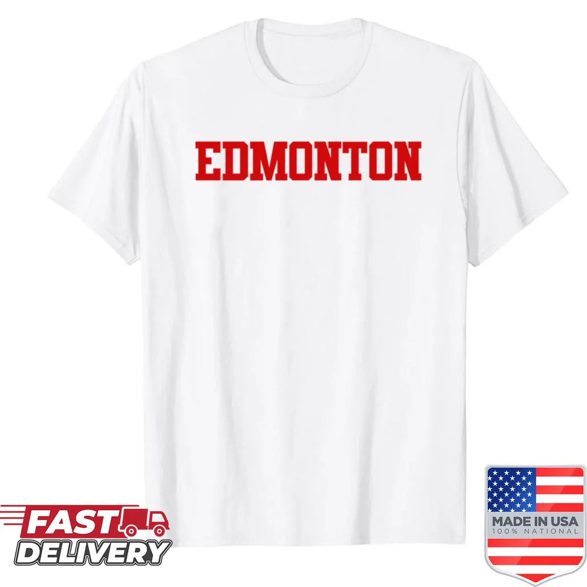 Modern lettering shirt featuring Edmonton, Canada text design