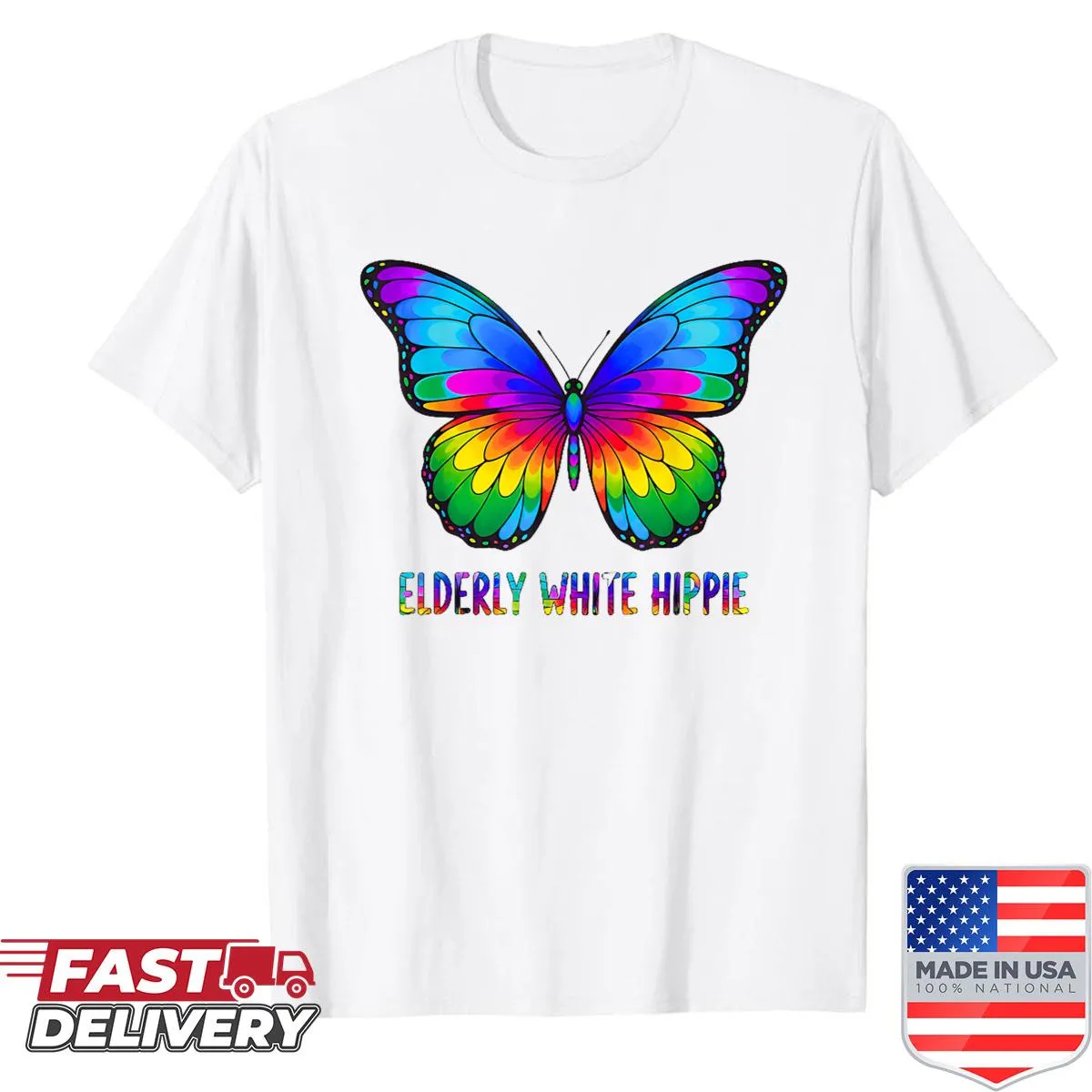 Charming butterfly illustration on a hippie-themed shirt