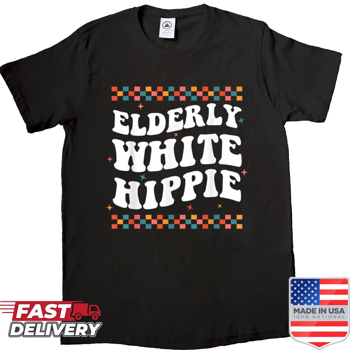 Vintage-style hippy grandma shirt with cute graphics