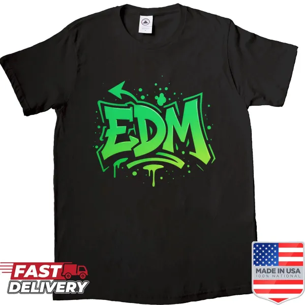 Vibrant green shirt featuring graffiti lettering for EDM lovers