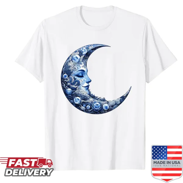 Illustration of an enchanted crescent moon surrounded by stars