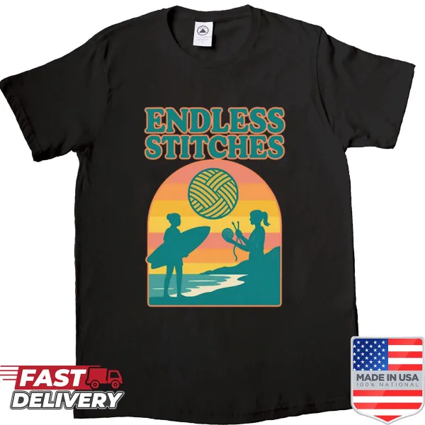 Retro design shirt featuring knitting and surf elements