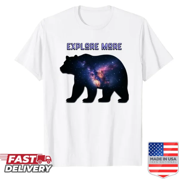 Celestial bear silhouette shirt with galaxy and stars design