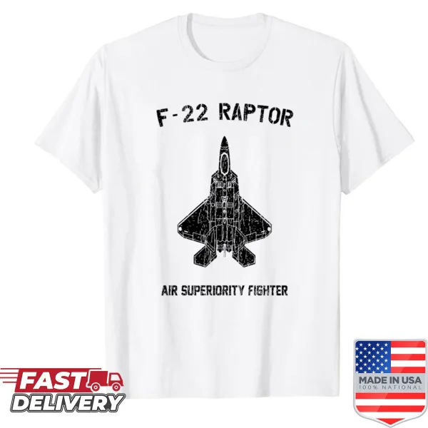 Illustration of the F22 Raptor fighter jet on a shirt