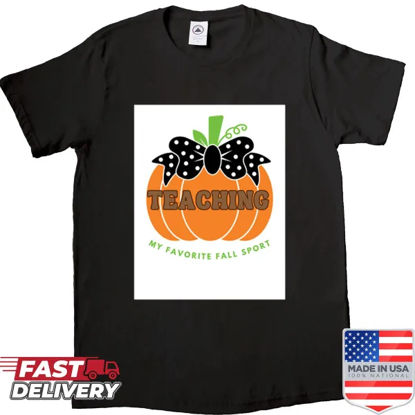 Fall-themed teaching shirt with playful design elements