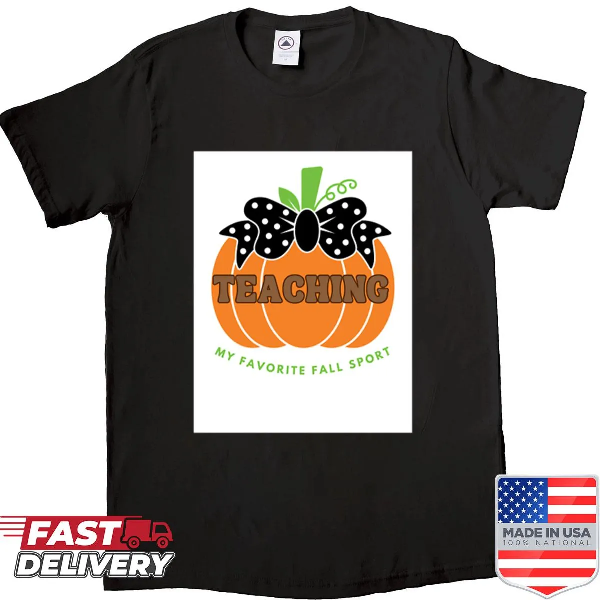 Fall-themed teaching shirt with playful design elements