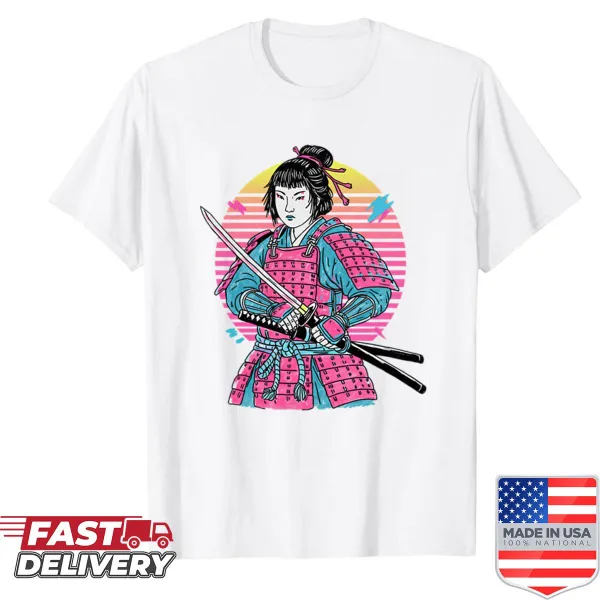 Illustration of a female samurai warrior in armor
