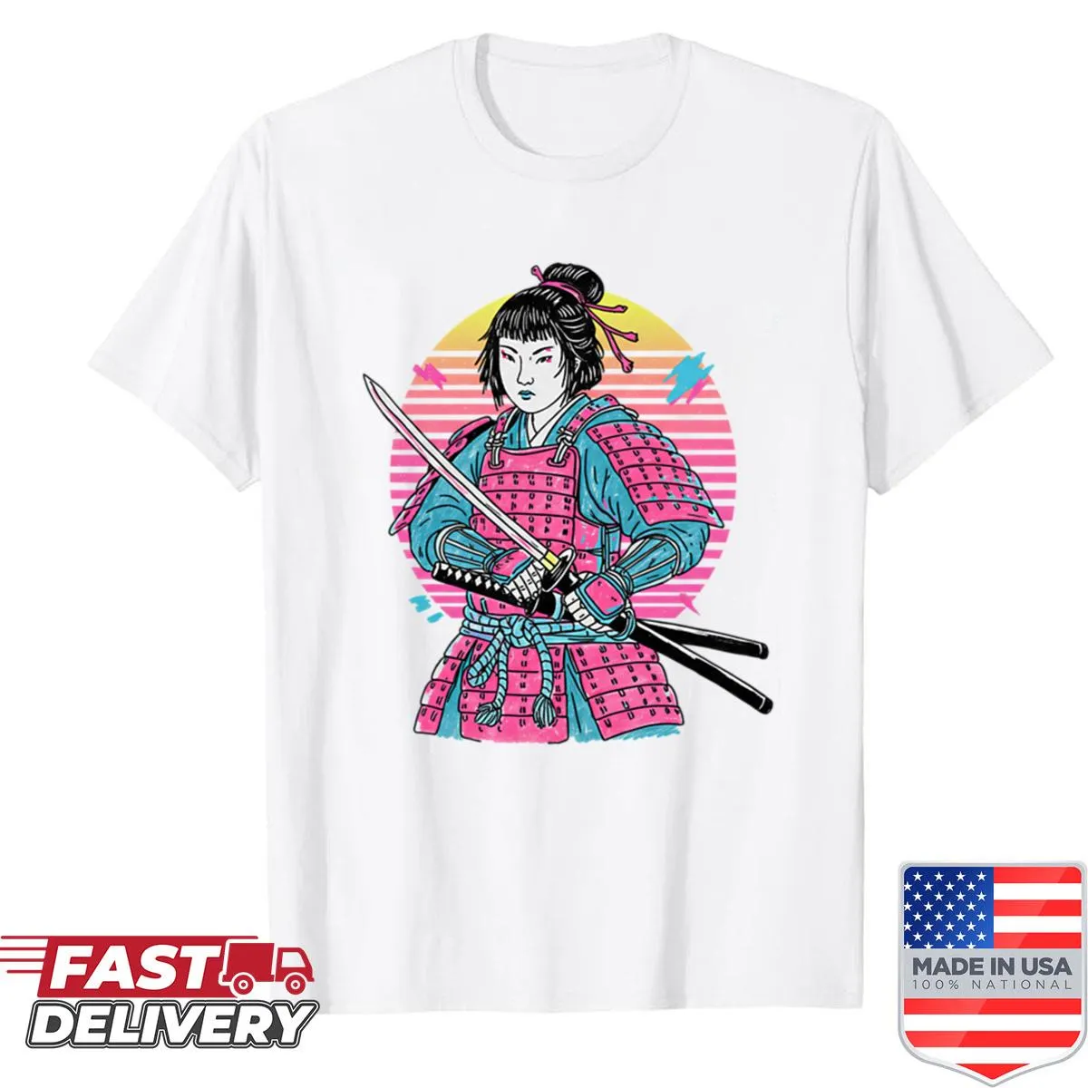 Illustration of a female samurai warrior in armor