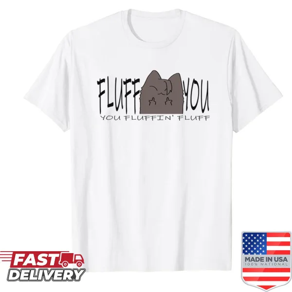 Funny shirt featuring a gray cat and humorous text