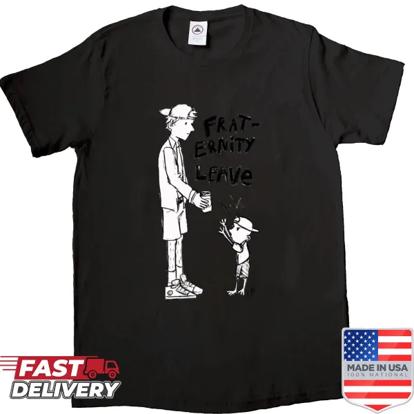 Playful illustration shirt with a humorous frat leave theme