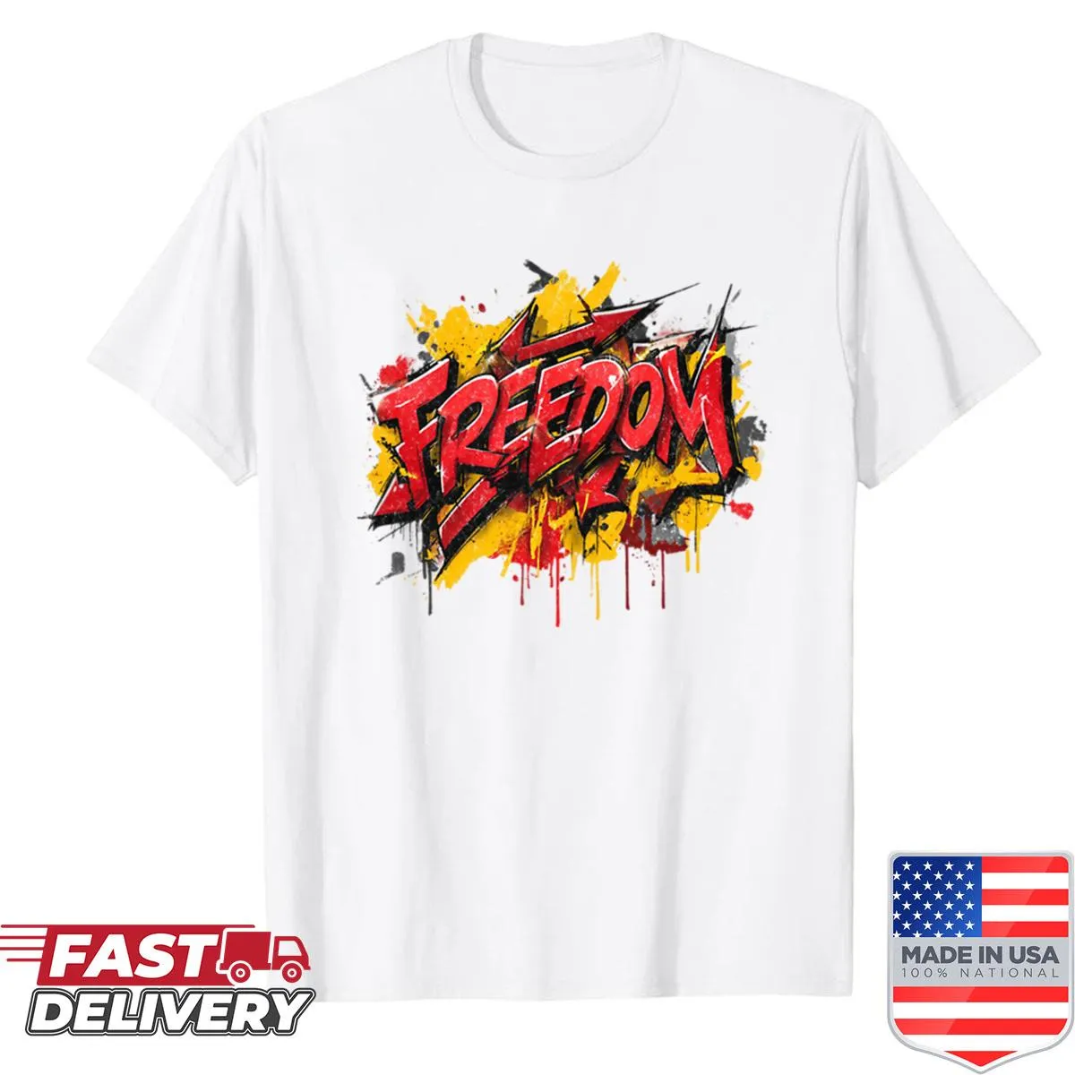 Wildstyle graffiti design shirt featuring dynamic splash drips