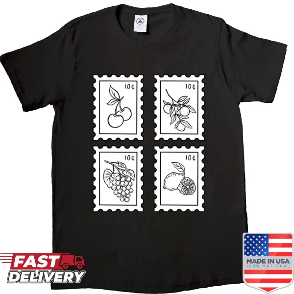 T-shirt with playful fruit stamp illustrations.