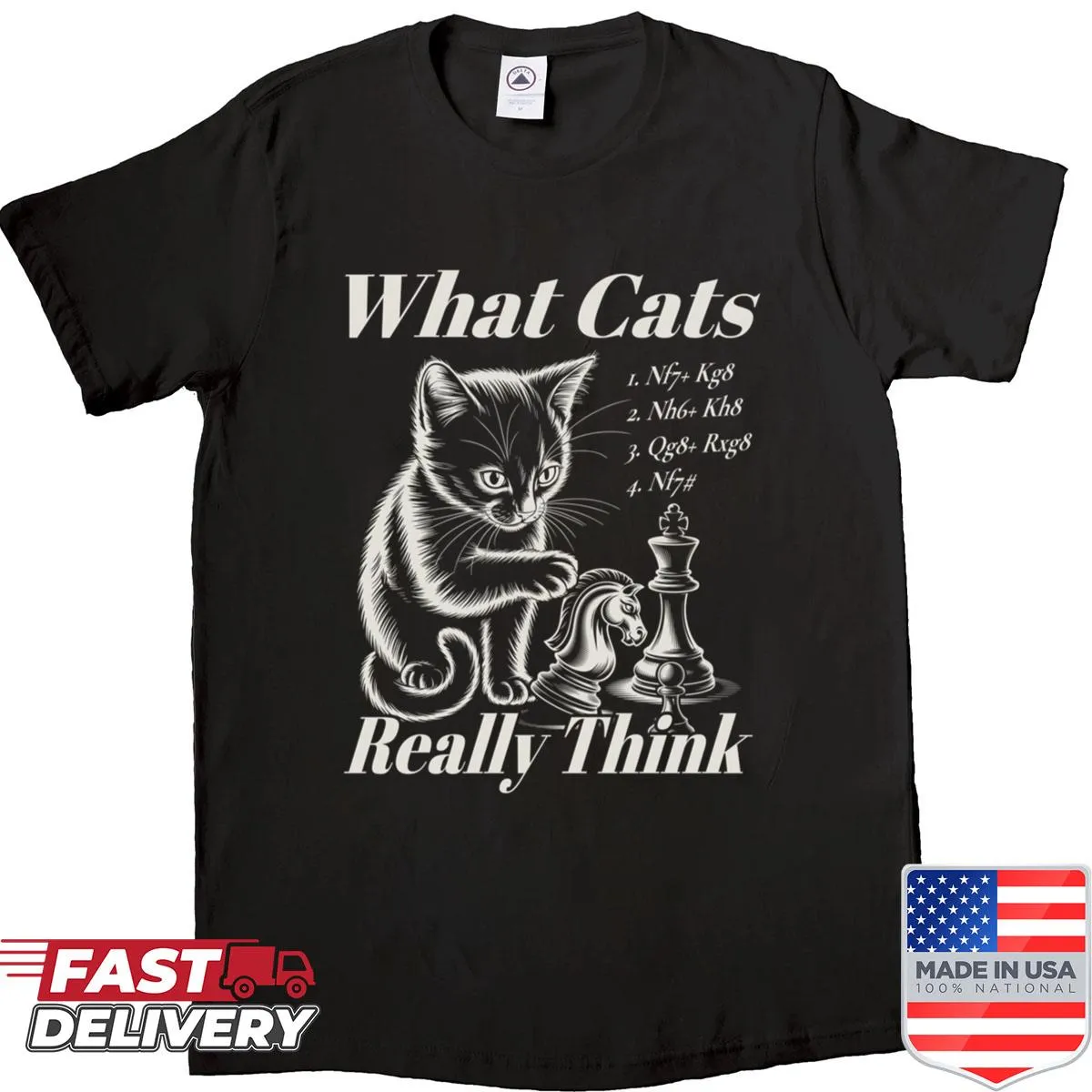 Humorous cat chess strategy t-shirt