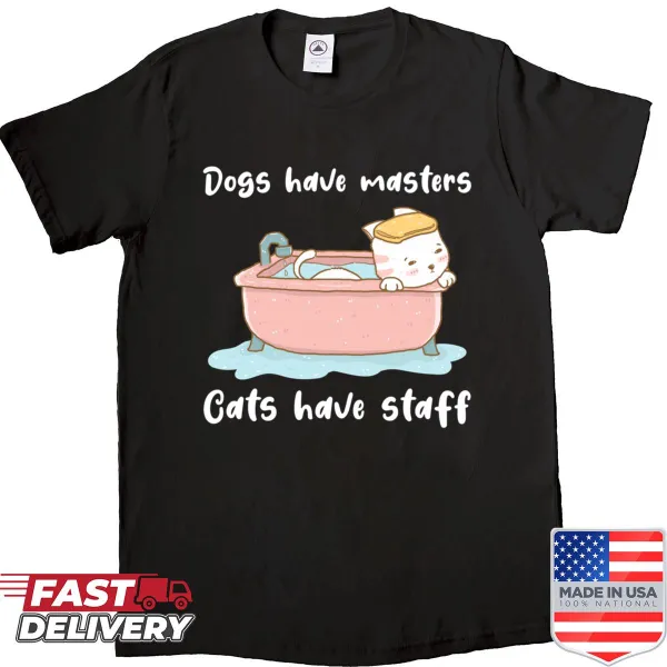 Funny cat lover shirt with a humorous meme about cats and dogs