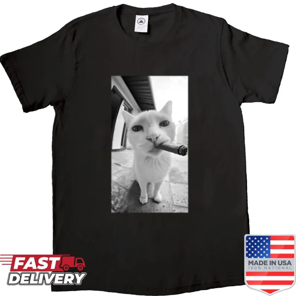 Humorous cat-themed shirt with playful text design