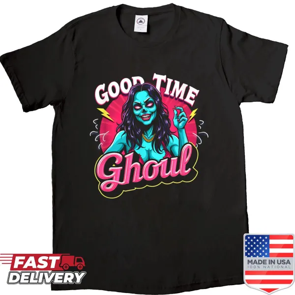Funny sexy ghoul illustration on Halloween shirt