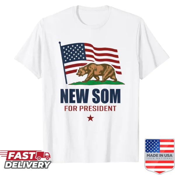 Vintage-style shirt supporting Gavin Newsom's presidential campaign