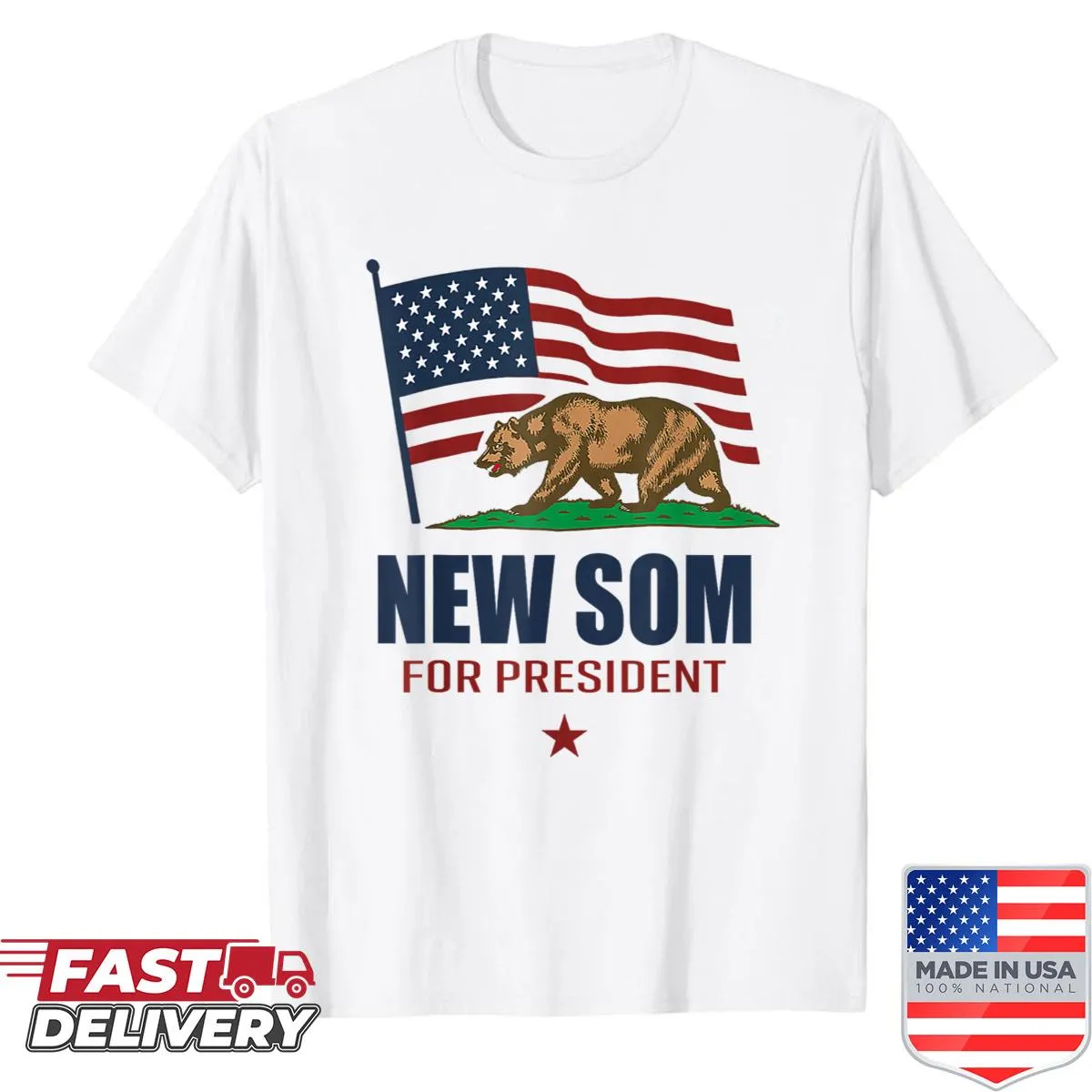 Vintage-style shirt supporting Gavin Newsom's presidential campaign