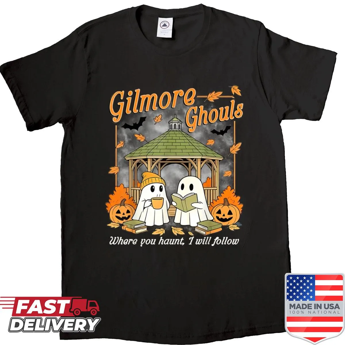 Humorous Halloween shirt with playful ghosts and text