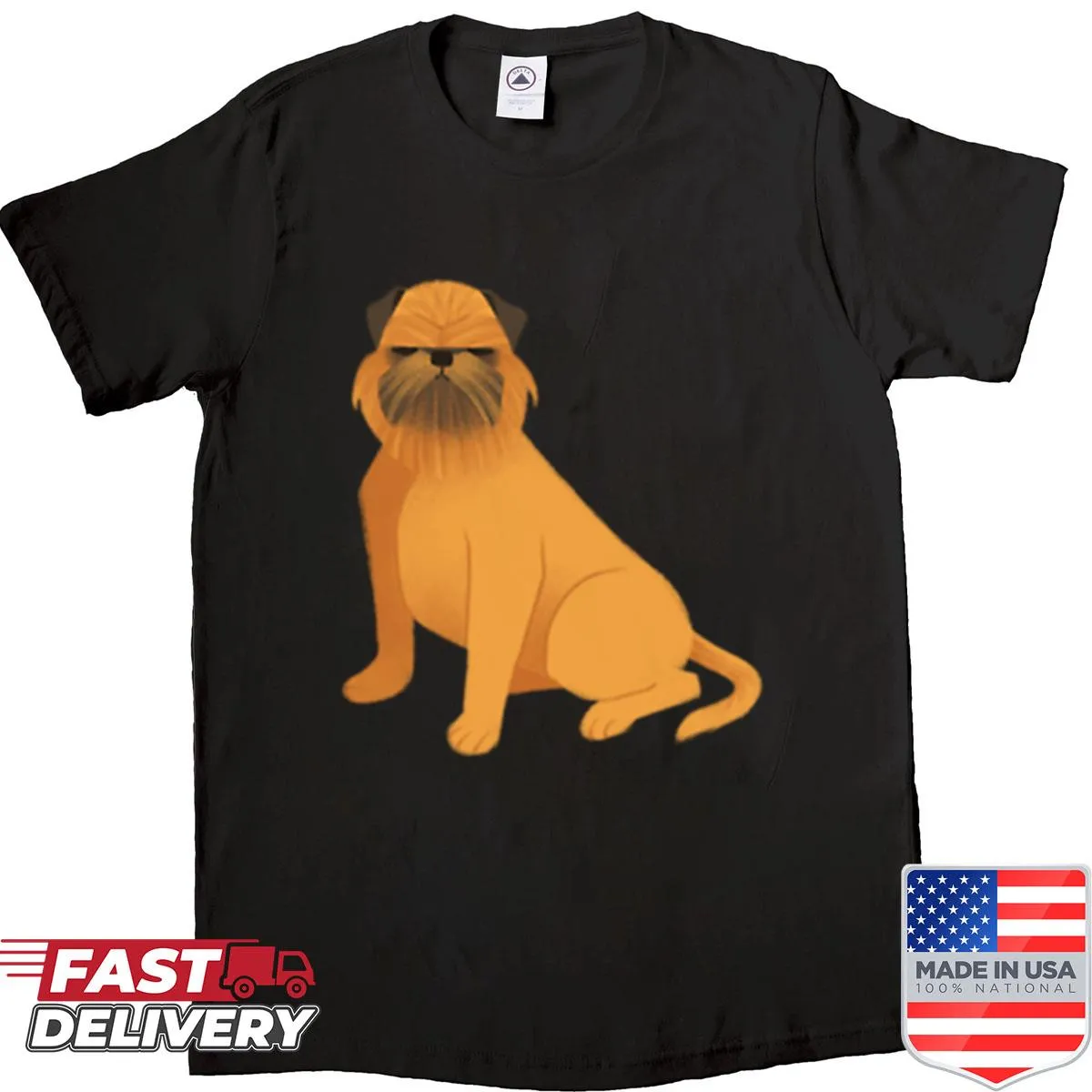 Illustration of a Griffon Bruxellois dog on a casual shirt.