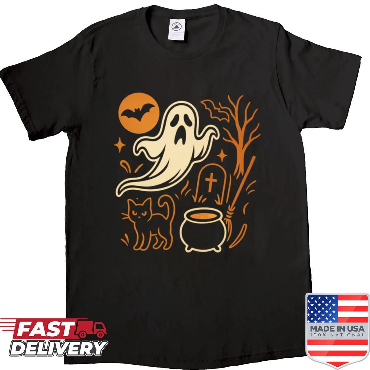 Halloween-themed t-shirt featuring a playful scream design