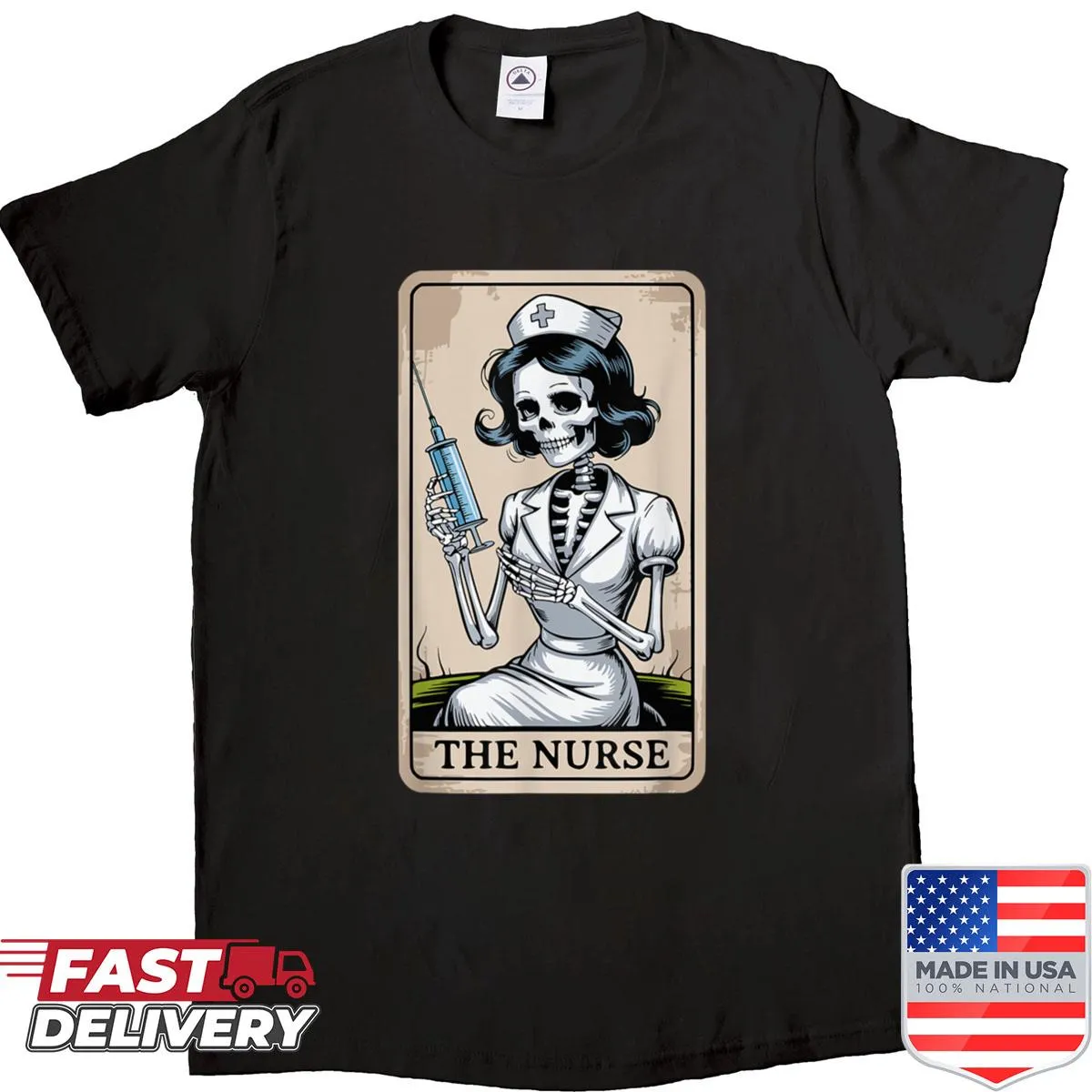 Nurse-themed Halloween shirt for nursing graduates with festive design.