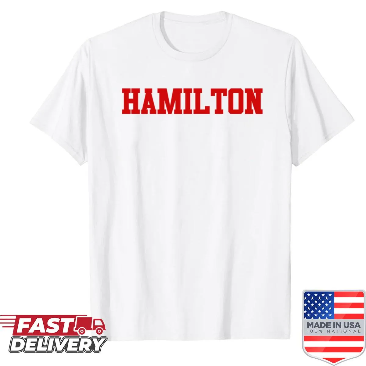 Stylish Hamilton Canada text design on a t-shirt