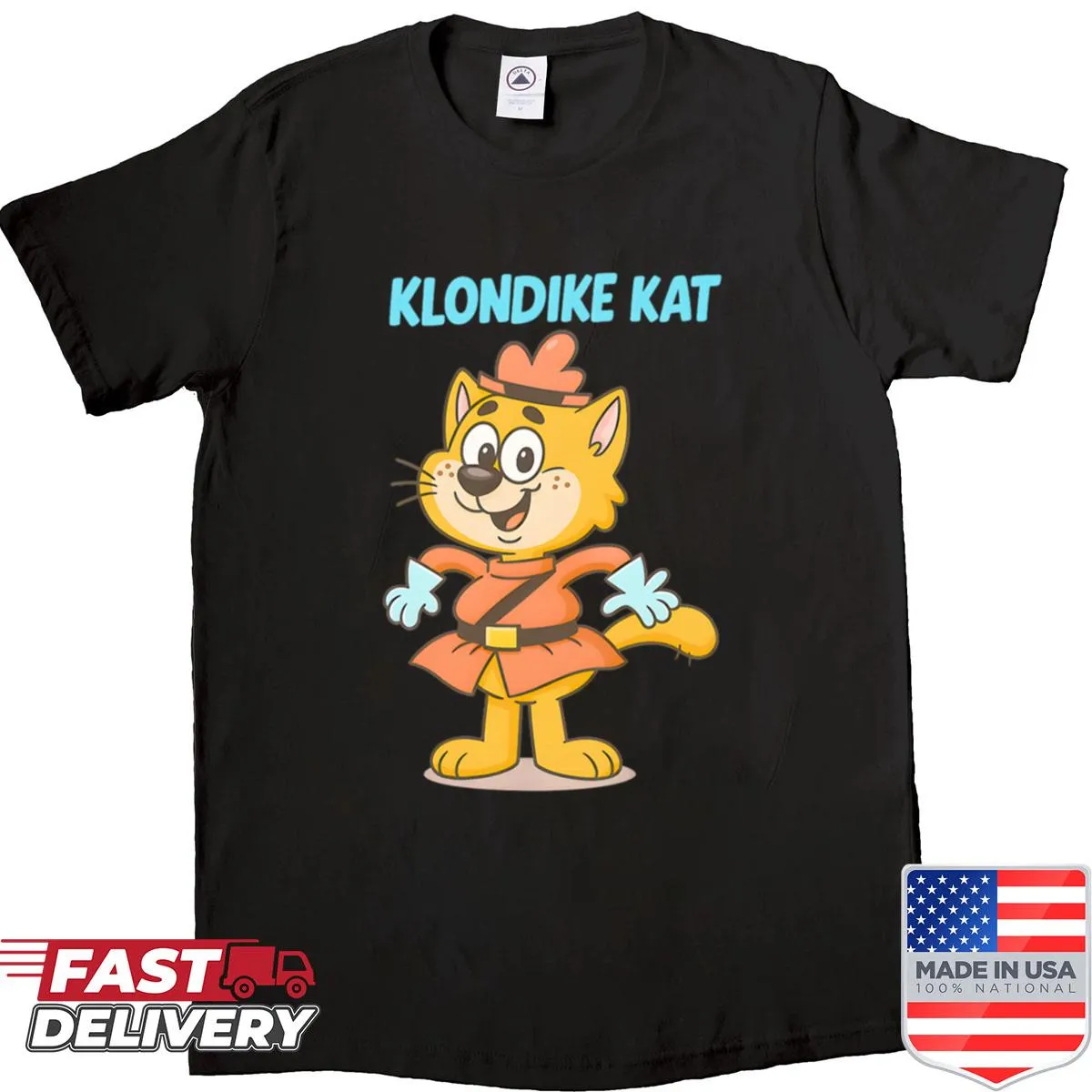 Cartoon cat in a red uniform on a cute t-shirt design