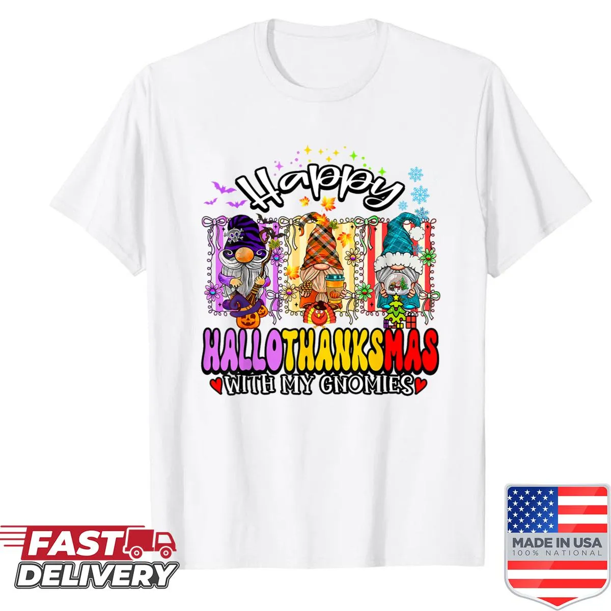 Funny gnome shirt for Hallothanksmas celebration