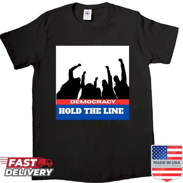 Bold text design 'Hold The Line' on a casual shirt