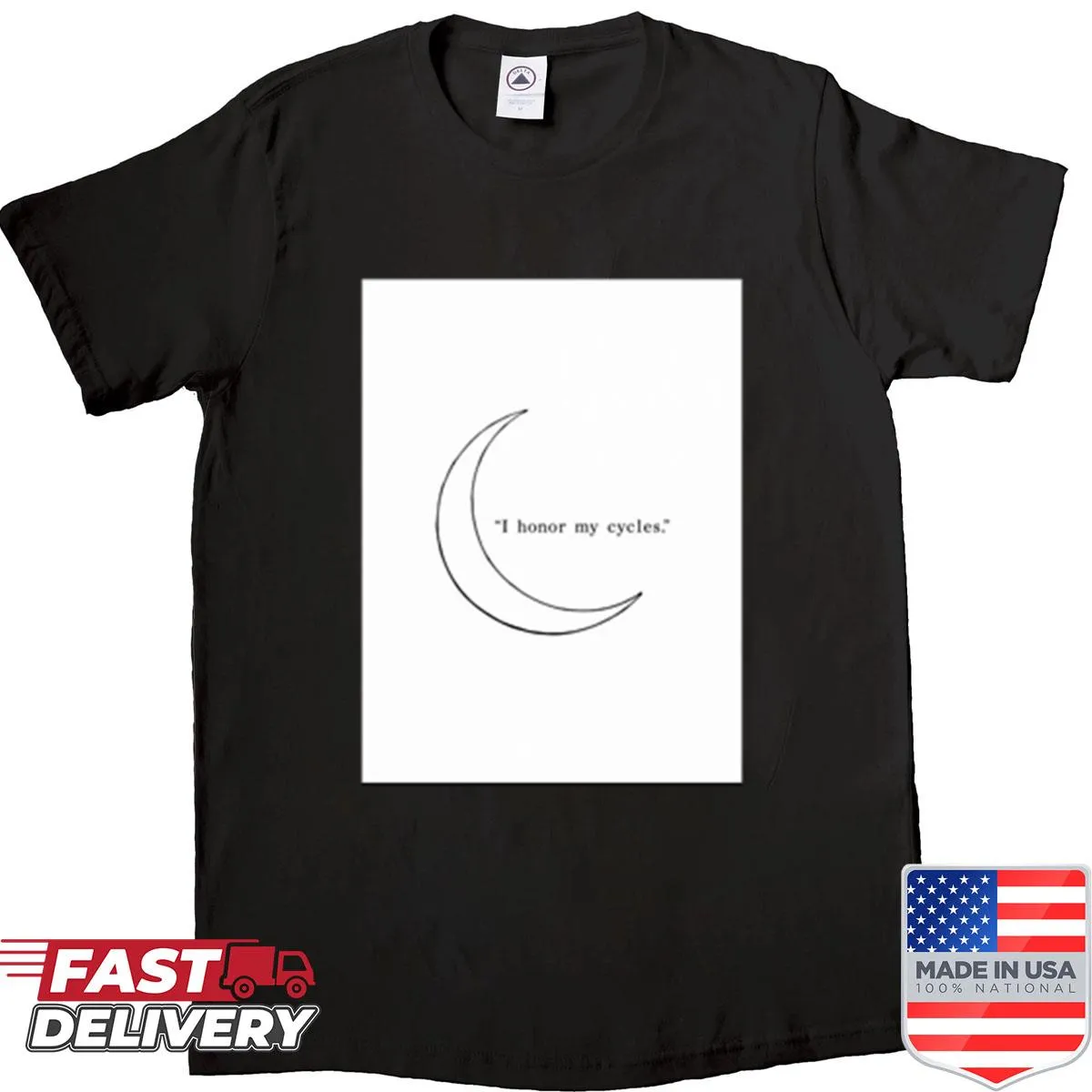 Minimalist T-shirt featuring moon phase line art design