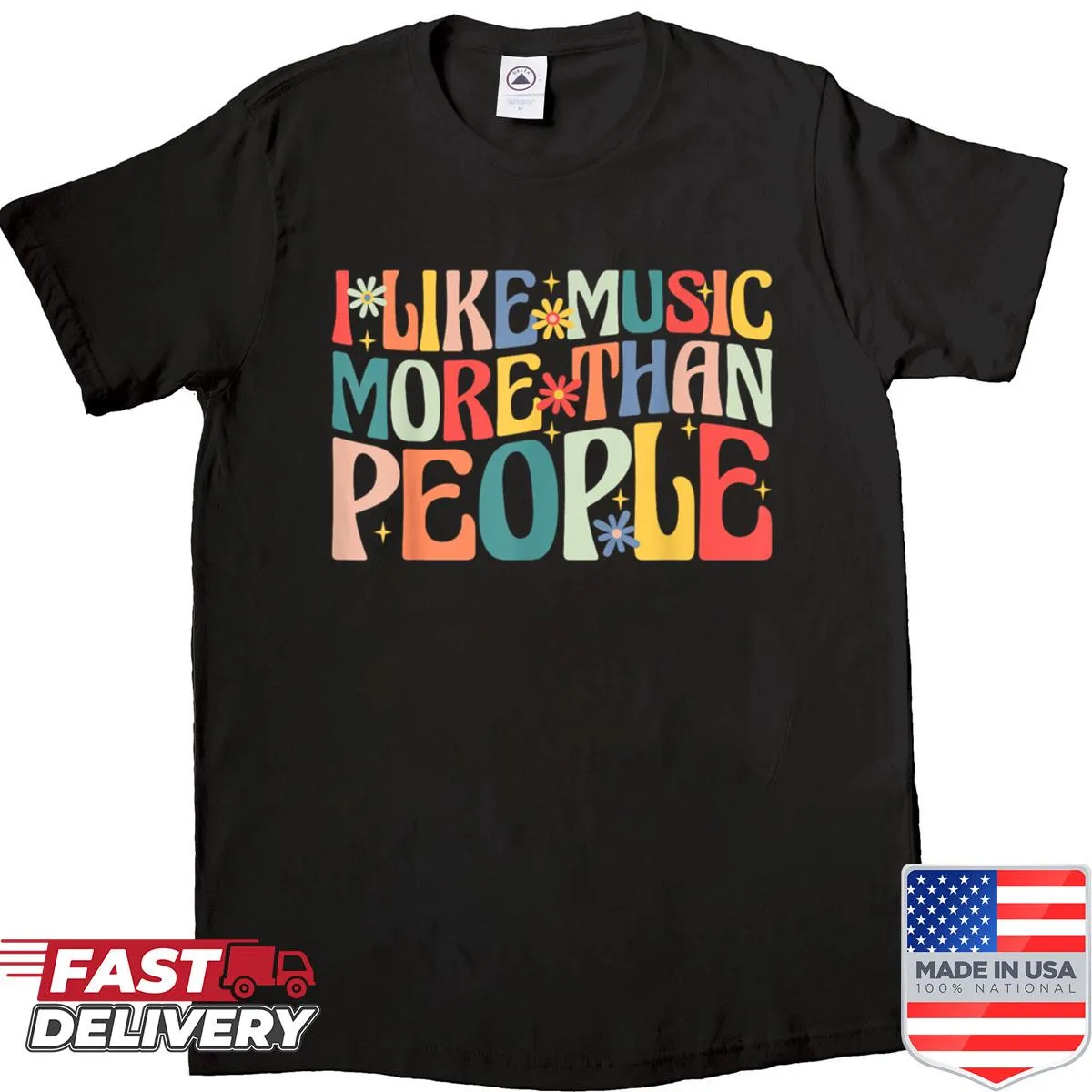Retro shirt expressing a love for music over people
